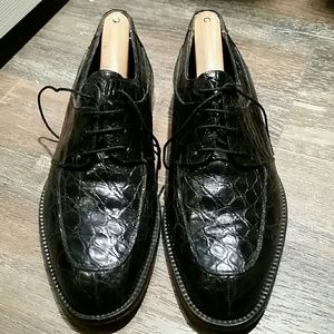 Mezlan Men's Crocodile Shoes Black Oxford 9 M